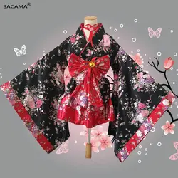Короткие Аниме косплэй японское кимоно лолита костюм красный женщина ребенок сексуальный готический костюмы на Хэллоуин для женское пла