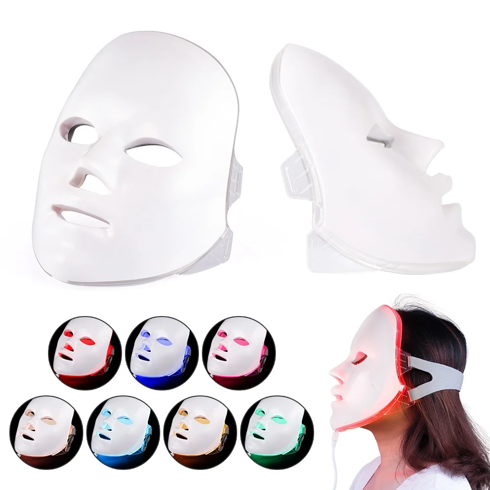 7 цветов светильник светодиодный маска для лица Омоложение кожи уход за лицом Лечение Красота анти акне терапия отбеливание светодиодный Фотон Маска для лица