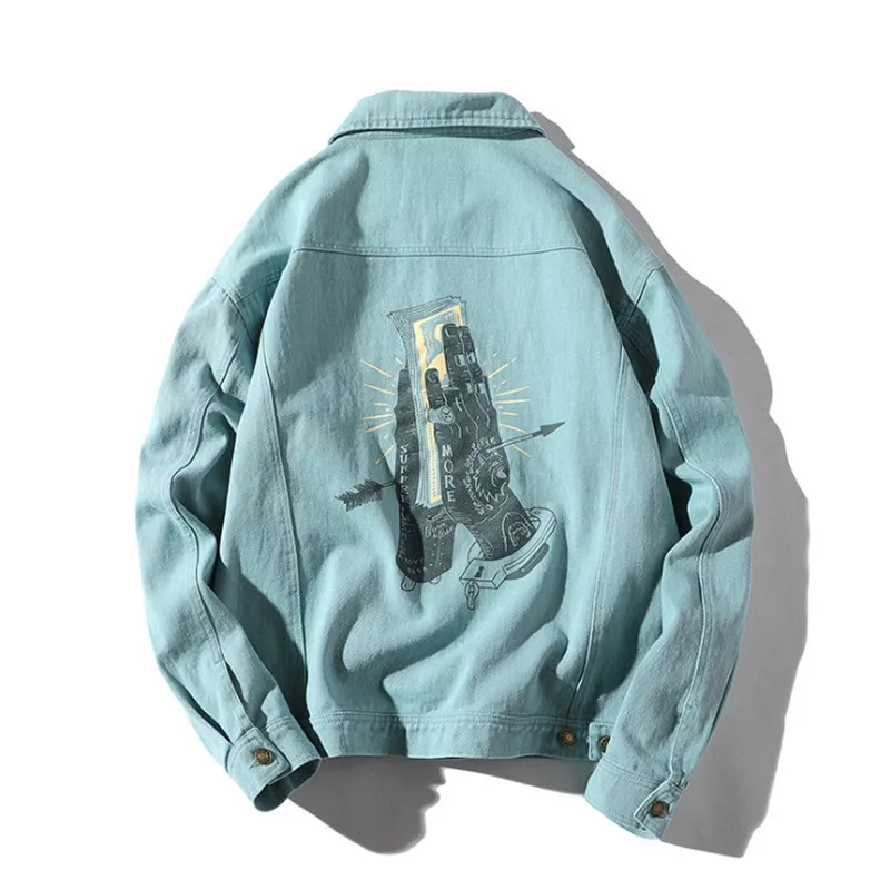 Male Summer Denim Jacket Men New Streetwear Turn Down Collar Jacket Casual Print Long Sleeve Coat Hip Hop Male Fashion Jackets Male Summer Denim Jacket Men New Streetwear Turn Down Collar Jacket Casual Print Long Sleeve Coat Hip Hop Male Fashion Jackets