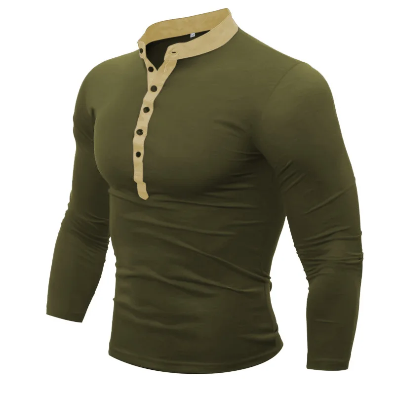 

Unique Design T Shirt Men 2017 Brand New Tee Shirt Homme V Neck Long Sleeve Henley Shirt European Style Tee Shirt Homme XXXL