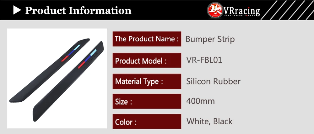 VR гоночный автомобильный бампер защитная полоса защита угловая защита от Краш отделка защита двери защита для губ дефлектор 2 шт черный белый VR-FBL01
