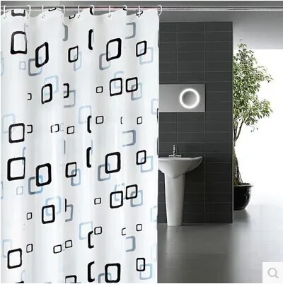 

1.8m x 1.8m and 1.8m x 2m Shower Curtain Thicken 3D Effect Water Proof Morden Stylish Classic with 10 Plastic Hooks Color RANDOM