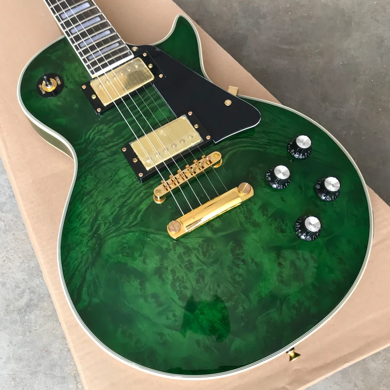 

Grote Electric Guitar with Green Burl Maple Top, Solid Mahogany with Golden Hardware, Real photos show
