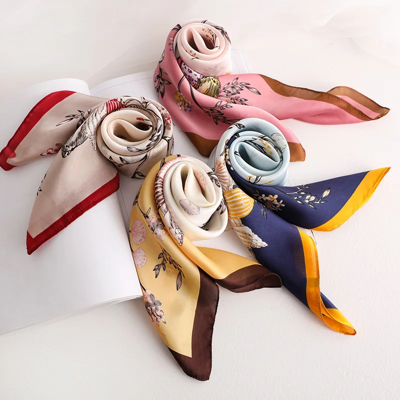 

KOI LEAPING woman fashion Floral pattern pattern printing 70x70cm small square scarf Silk scarf scarves headscarf hot gift