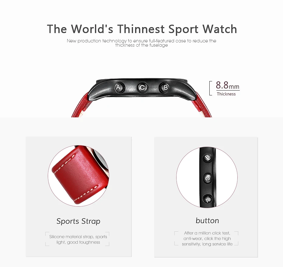 SPOVAN для мужчин и женщин спортивные часы модные ультра тонкие углеродного волокна циферблат красный Натуральная кожа альтиметр барометр многофункциональные часы