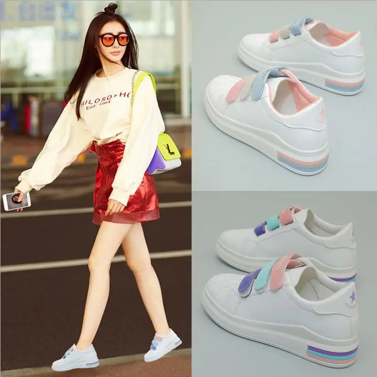 Printemps Épais Des 2019 Plat Chaussures Respirant Marque Mode Nouveau Fond Bleu De Sport Surface Femmes rose Occasionnels Maille OfwBYx