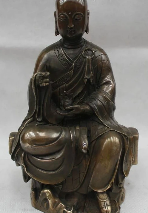

11"China Chinese Buddhism Bronze Tangseng Ksitigarbha Boddhisattva Monk Statue