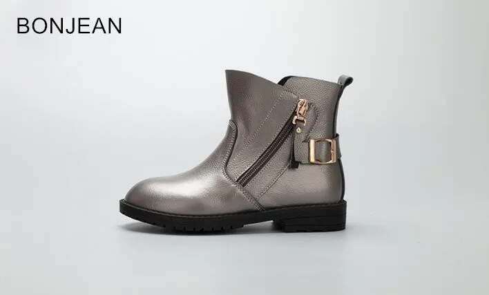 

fast shipping Girl and boys Martin Boots 2018 Winter New Leather Boots Big Children Boots mmxz38