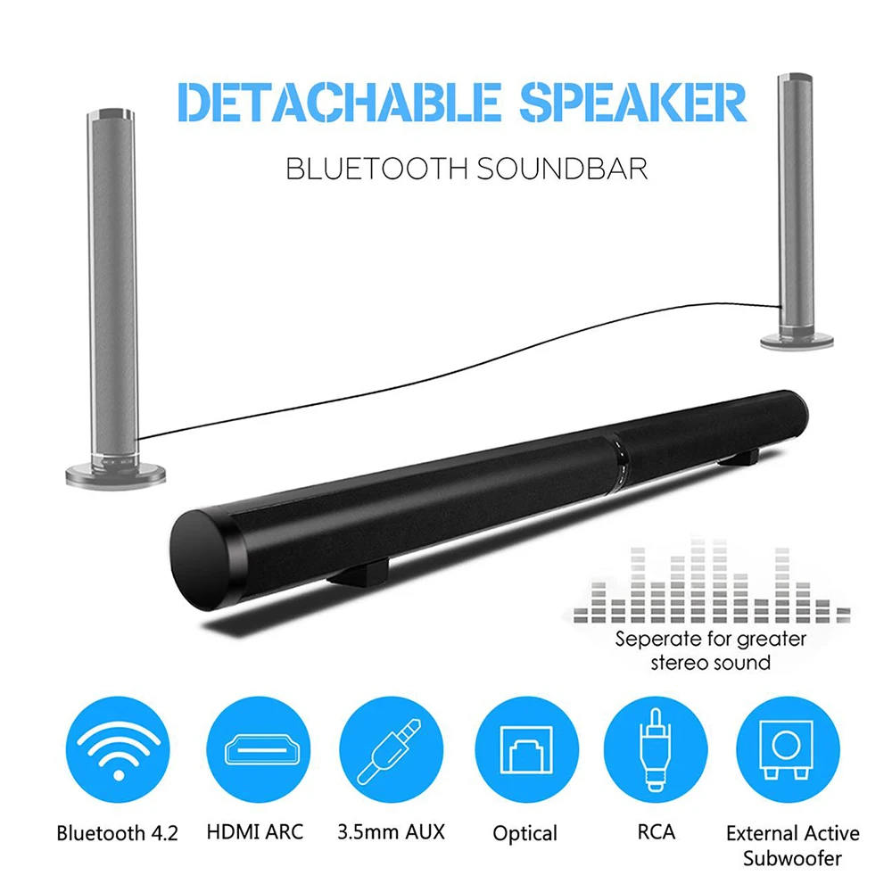 Съемная Беспроводная bluetooth звуковая панель 50 Вт басовый динамик 3D объемный звук