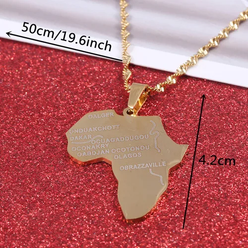 Африканские медальоны с картой сердце африканские карты Ювелирные изделия Подвески Сердце золотистого цвета карта - Окраска металла: RED