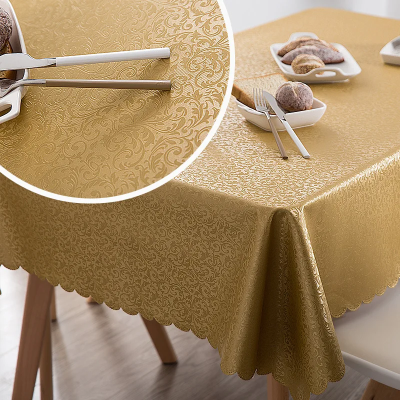 

European luxury waterproof tablecloth PU fabric Anti-scalding oil-proof Party wedding table cloth dinning table coffee table mat