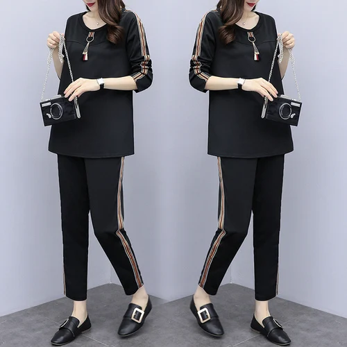 

Plus Size 5xl Tracksuit Women Two Piece Set Vogue Conjunto Moleton Feminino Year-old Female Costume Ensemble Femme Survetement