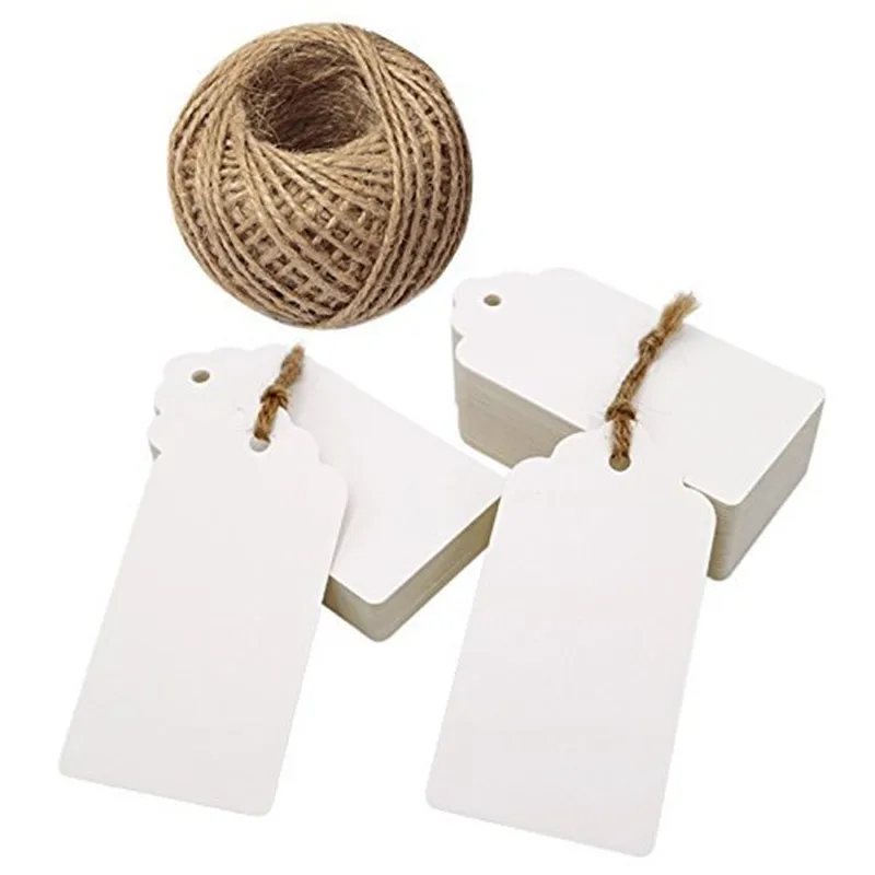 

300Pcs Natural Kraft Gift Tags with Jute Twine handmade Blank Tag for Wedding Party favor Price Tag Christmas Thanksgiving Gift