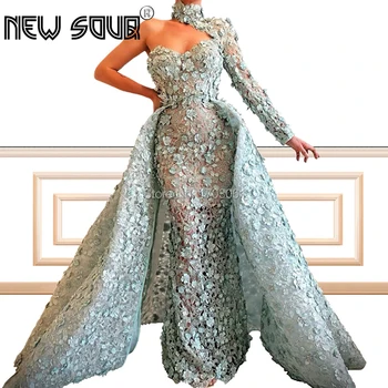 

Sexy Green Appliques Formal Evening Dresses For Weddings Vestido De Festa Saudi Arabic East Middle Prom Dress Party Gowns Kaftan