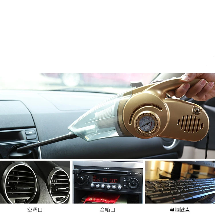 120W High-power Car Vacuum Cleaner 4 in 1 Inflator Air Pump Pressure Gauge with LED Light Rechargeable Car Clean Tool Newest