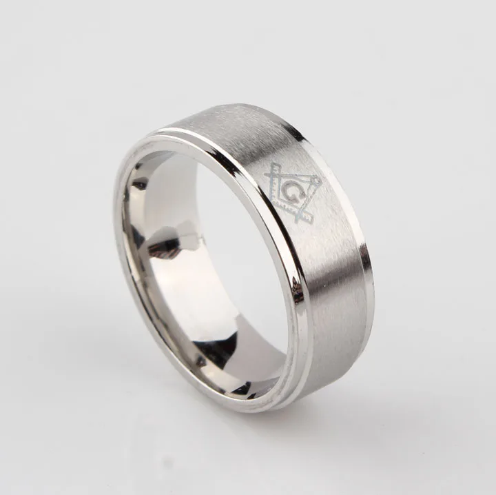 

Sliver Color Men's Jewelry Black Band Ring Free Mason Freemasonry Masonic 316L Stainless Steel Ring Size 7-13 Punk Cool