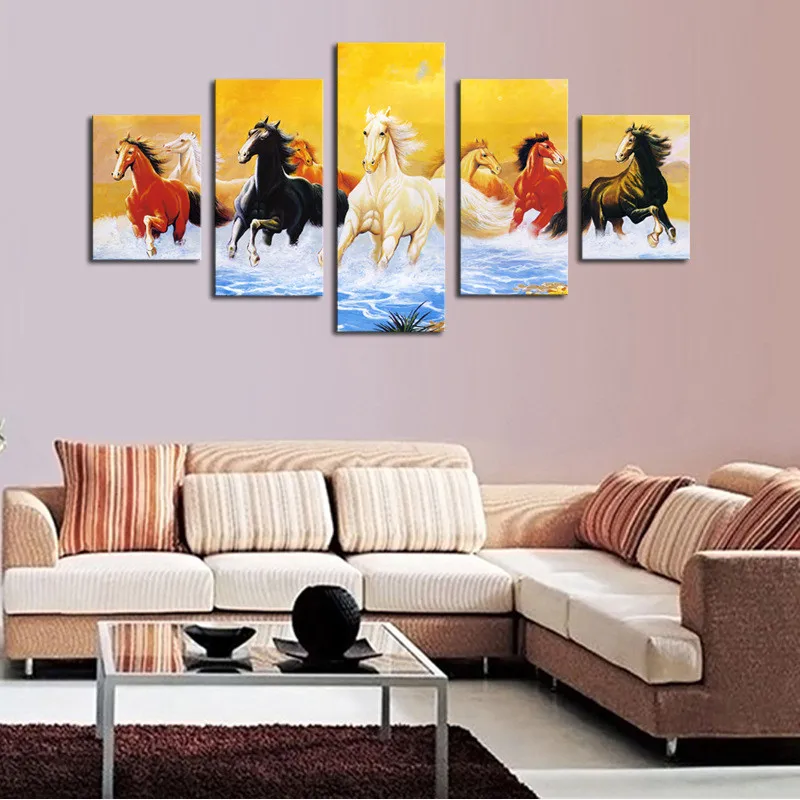 5 قطع مجموعة قماش اللوحة ملصق الحصان tranditional الصينية ديكور المنزل جدار الفن طباعة الدعامة diy غرفة المعيشة مكتب أريكة لوازم