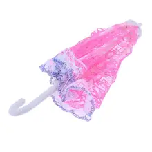 1pcs Pink Mini Doll Sunshade Umbrella Doll Accessories Handmade Doll Plastic Lace Umbrella for Barbie