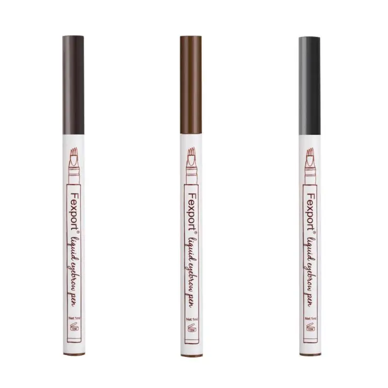 

Fexport Four Head Eyebrow Tattoo Pen Waterproof Fine Carving Eyebrow Pencil Eye Brow Pen for Makeup Tools Kit 3 Colors