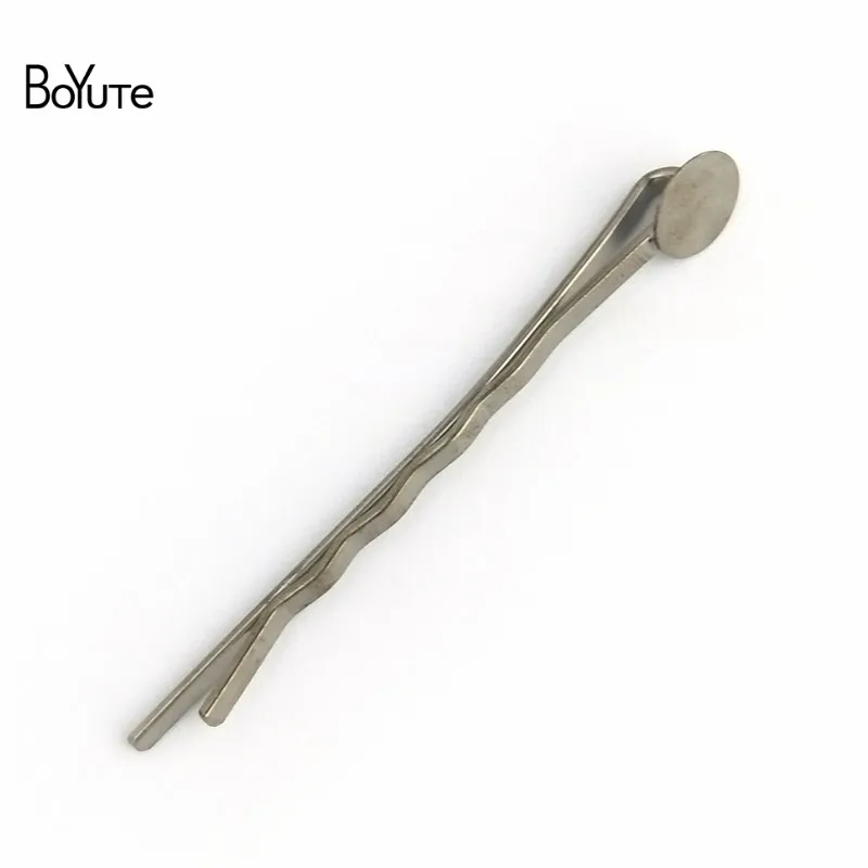 BoYuTe (20 piecesLot) 7 Colors Hair Pins Base Long Bobby Hair Clip with 8MM Flat Round Glue Pad for Diy Hairpins Jewelry Making (8)