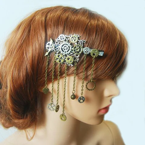 

Handmade Lolita Lady Vintage Gear Tassels Hair Clip Gothic Steampunk Punk Headwear Vintage