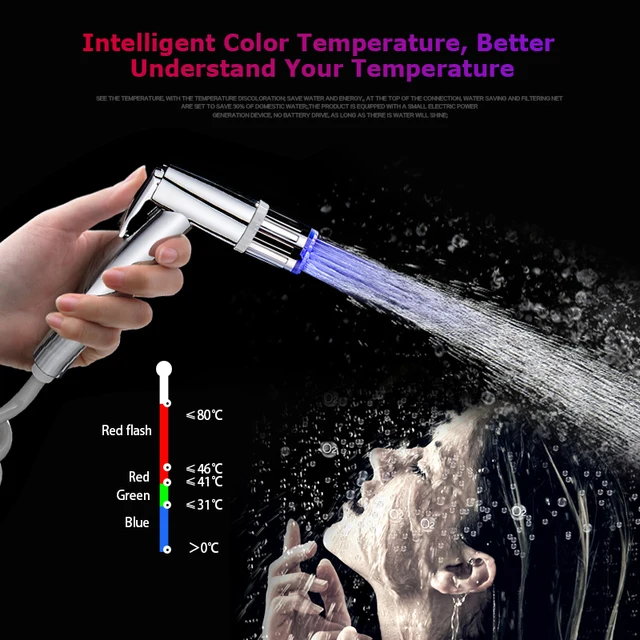 3 Colors NO Battery LED Water Faucet Tap Heads Glow LED Water Faucet Glow Temperature Sensor Home Kitchen Tap Bathroom Nozzle 3