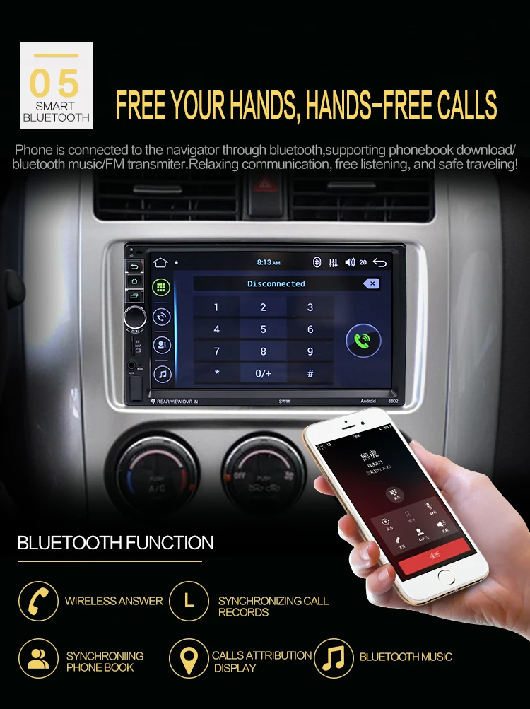 ANLUD Car Radio 7 Touch Screen Android 6.0 Multimedia Player GPS Navigation MP5 Player 2DIN In-Dash FM Radio USB with Remote (8)