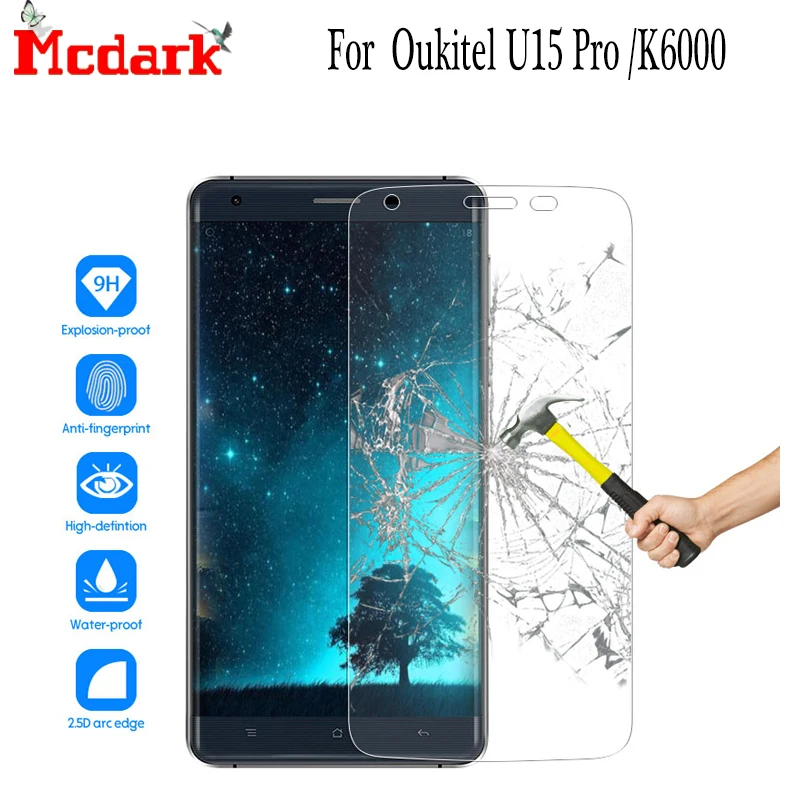 

Mcdark 2.5D 9H Tempered Glass For Oukitel U15 Pro Screen Protector 5.5 inch For Oukitel K6000 Toughened Phone Glass Cover Film
