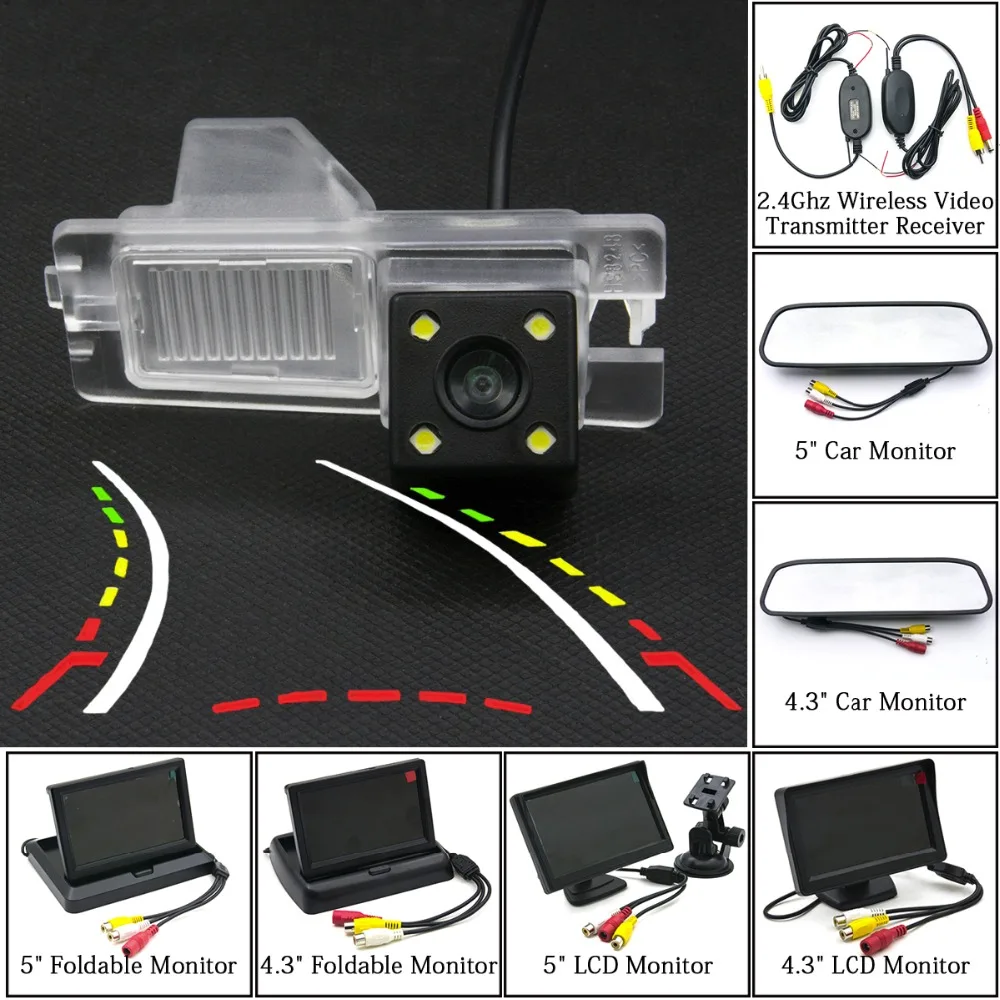 

HD Dynamic Trajectory Tracks Rear View Reverse Camera for Ssangyong Rexton Kyron Korando Actyon Parking Backup Monitor Wirelss