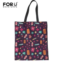 FORUDESIGNS/прочный льняной мешок для покупок с героями мультфильмов, дизайн медсестры, повседневная парусиновая сумка Supermarkrt, тканевая сумка, перевернутая через плечо