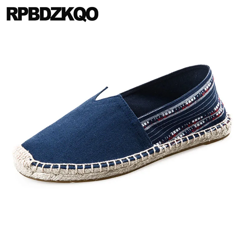 

Summer Hemp Slip On Shoes Men Green Designer Latest Footwear Fashion Breathable Espadrilles Blue Woven Braided Casual Big Size