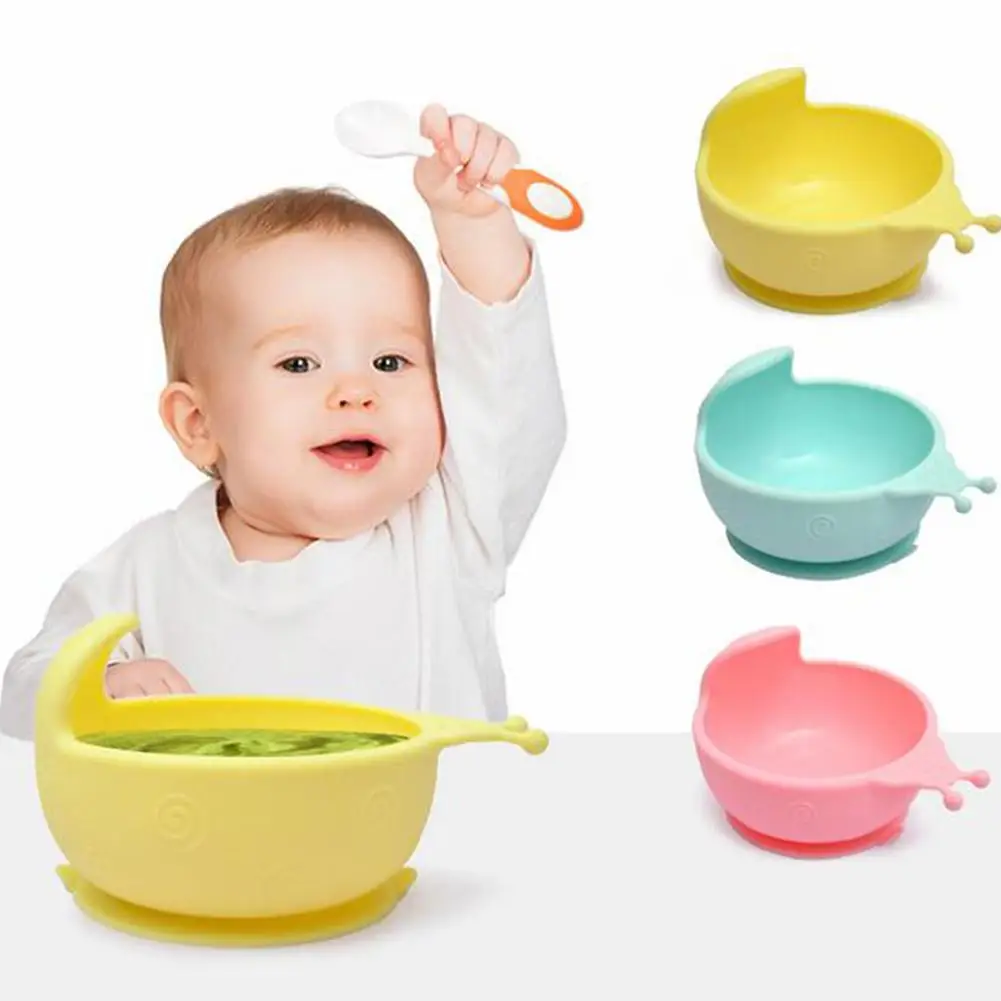 Snail Shape Silicone Baby Suction Bowl Slip Resistant Learning Feeding Tableware kids Plate/Tray Suction Cup Baby Dinnerware Set