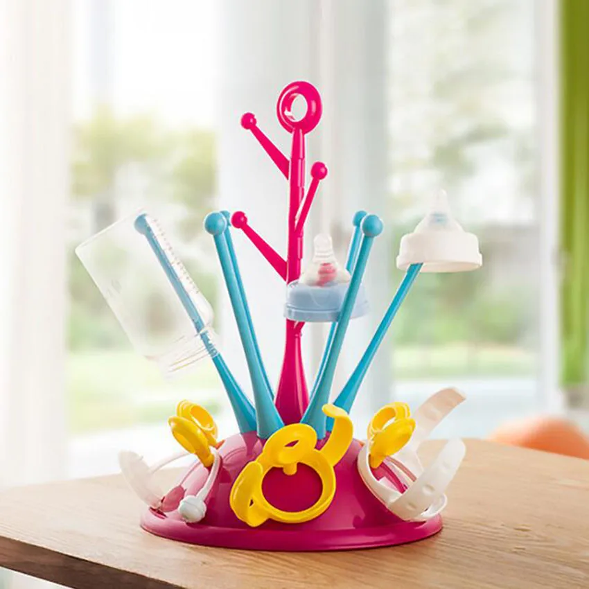 3 Color Baby Bottles Dryer Drainer Storage Rack Baby Bottle Cleaning