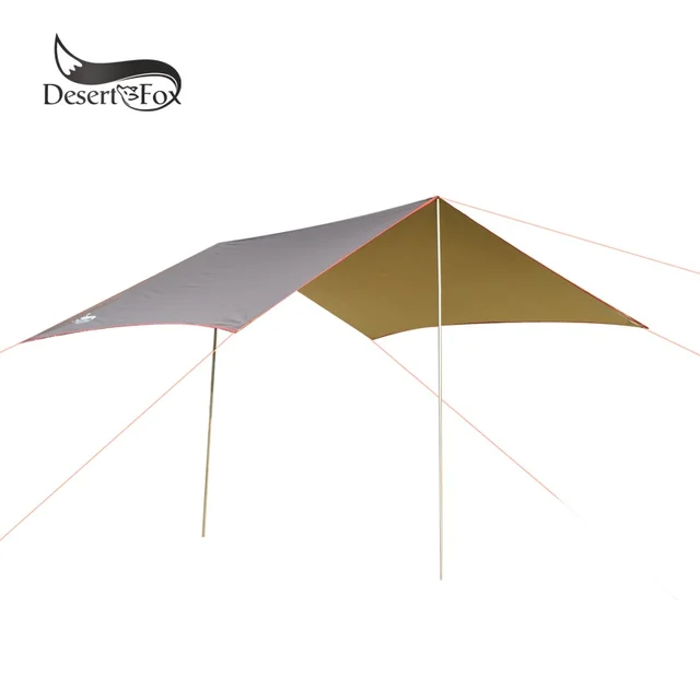 Desert&Fox Waterproof Outdoor Awning Hammock Tarp Rain Fly Lightweight Camping Tent Sun Shelter for Tourism Hiking Beach Pergola Brown