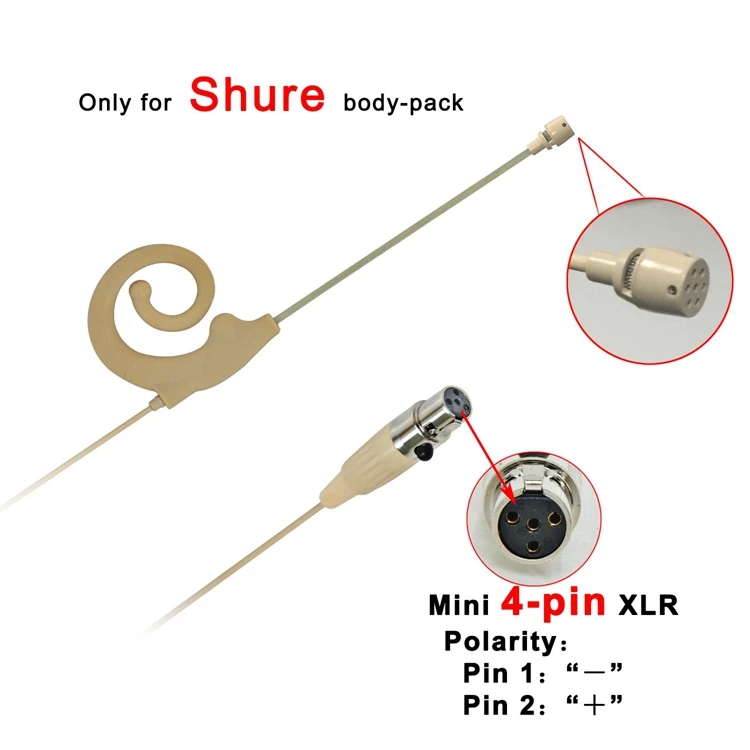 4 Pin Mini XLR штекер 7,5 мм Диаметр микрофон кожи Цвет однонаправленного Тип мини одного уха висит гарнитура микрофон