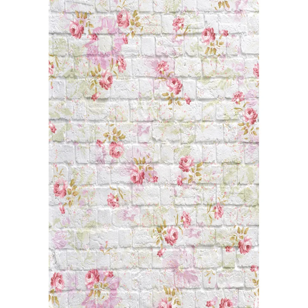 

Laeacco Light Red Flowers Pattern Brick Wall Baby Newborn Photography Backgrounds Vinyl Custom Camera Backdrops For Photo Studio
