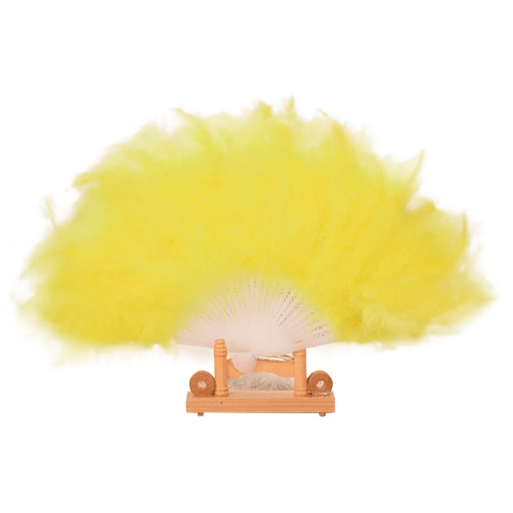 New Hand fan Wedding Showgirl Dance Elegant Large Feather Folding Hand Fan Decor Decal hand held folding fan ventaglio a mano - Цвет: Yellow