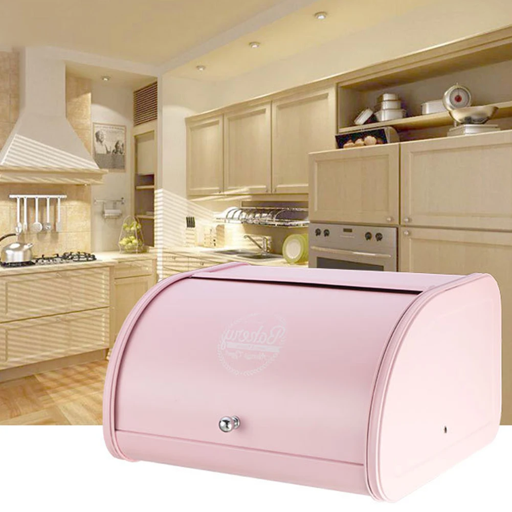 

Durable Retro Practical Kitchen Storage Pastry Decorative Roll Top Non Slip Base Bread Box Cake Home Iron Rustproof
