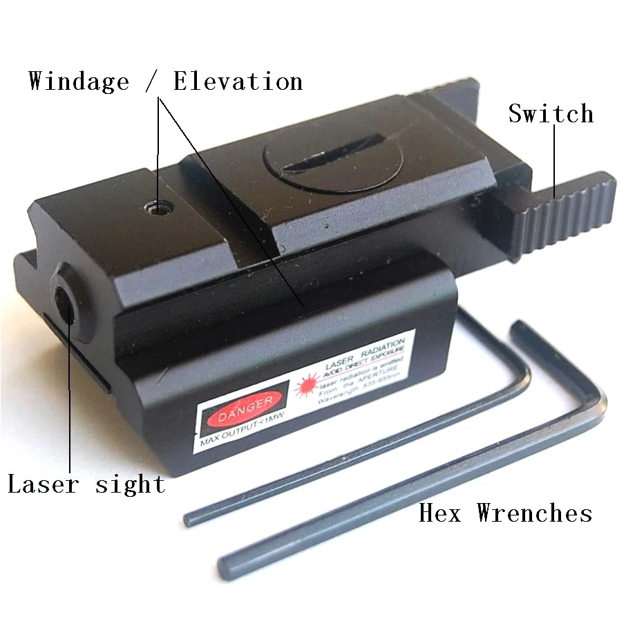 Tactical 532nm Red Dot Laser sight Scope with Picatinny Weaver Rail 22mm Mount For Glock 17