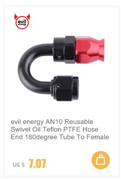 Evil energy AN10 поворотный уплотнитель из ПТФЭ конец шланга 180 градусов PTFE топливный фитинг вращающийся конец шланга 10AN топливный переходник для топливной линии PTFE