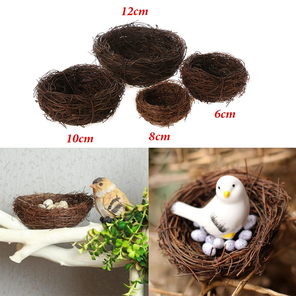 

1PC New Fashion Cute Handmade Vine Brown Bird Nest House Nature Craft Holiday Home Decoration Gift 6,8,10,12cm