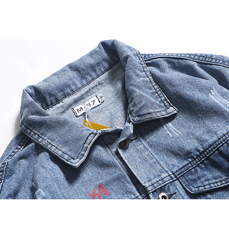 HFNF moda casual chaqueta de bombardero de los hombres hip hop hombres denim calle retro chaqueta