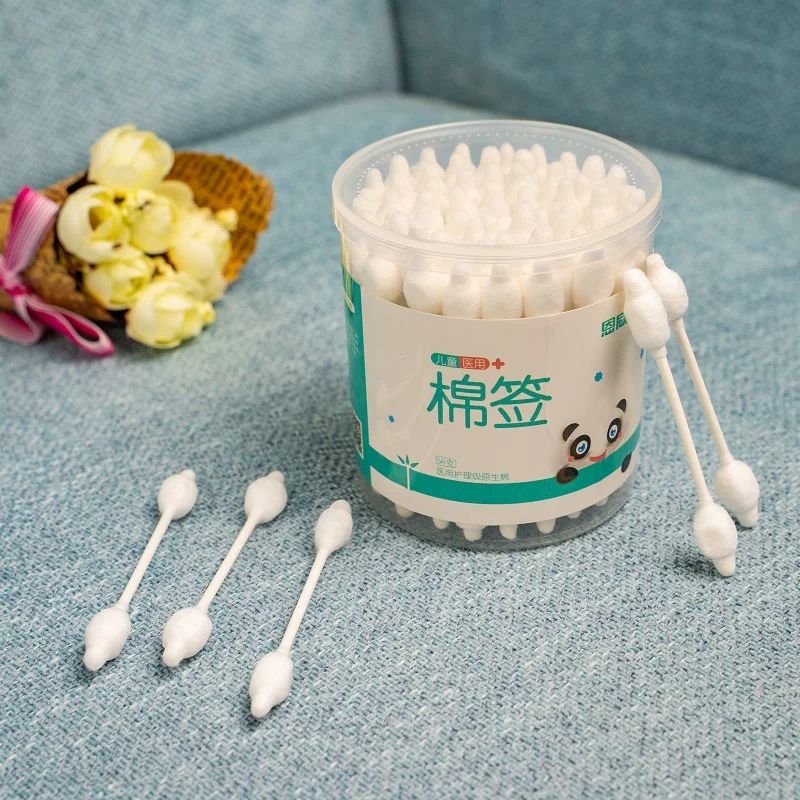 

336pcs Medical Cotton Swab Baby Gourd Shape Baby Care Nose Ear Clean Sticks Medical Buds Disposable Double Large Head Baby Swabs