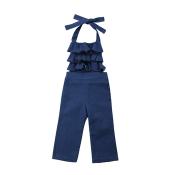 

Kid Baby Girls Denim Romper Sleeveless Blue Overalls Kid Jumpsuit Summer Baby Girls Clothing