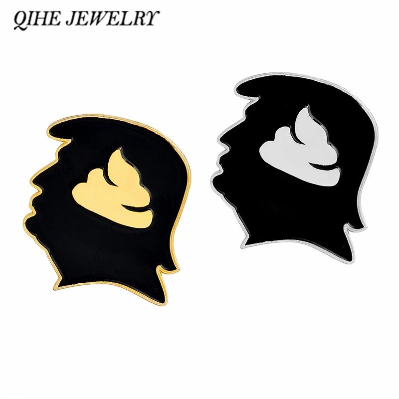 

QIHE JEWELRY Trump shithead pin Hard enamel lapel pins Badges Brooches Funny pins Leather jackets Backpack Jewelry Accessories