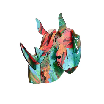 

3D Animal Head Wall Mount Deer/Unicorn/Rhino Head Wooden DIY Toys Kids Room Wall Hanging Decoration Birthday Christmas Gift