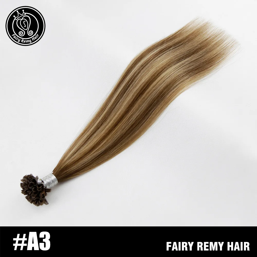 Волосы феи remy Предварительно скрепленные волосы U Tip для наращивания Balayage цветные для наращивания 0,8 г/локон 40 г Remy человеческие волосы для наращивания - Цвет: A3