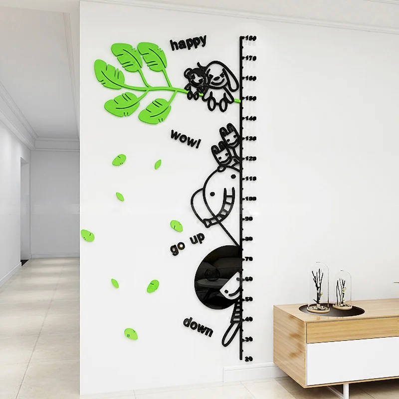 

Cartoon Acrylic Height Measure Stickers 3D Elephant Wall Sticker for Kids Room Kindergarten Living Pool Wall Decoration