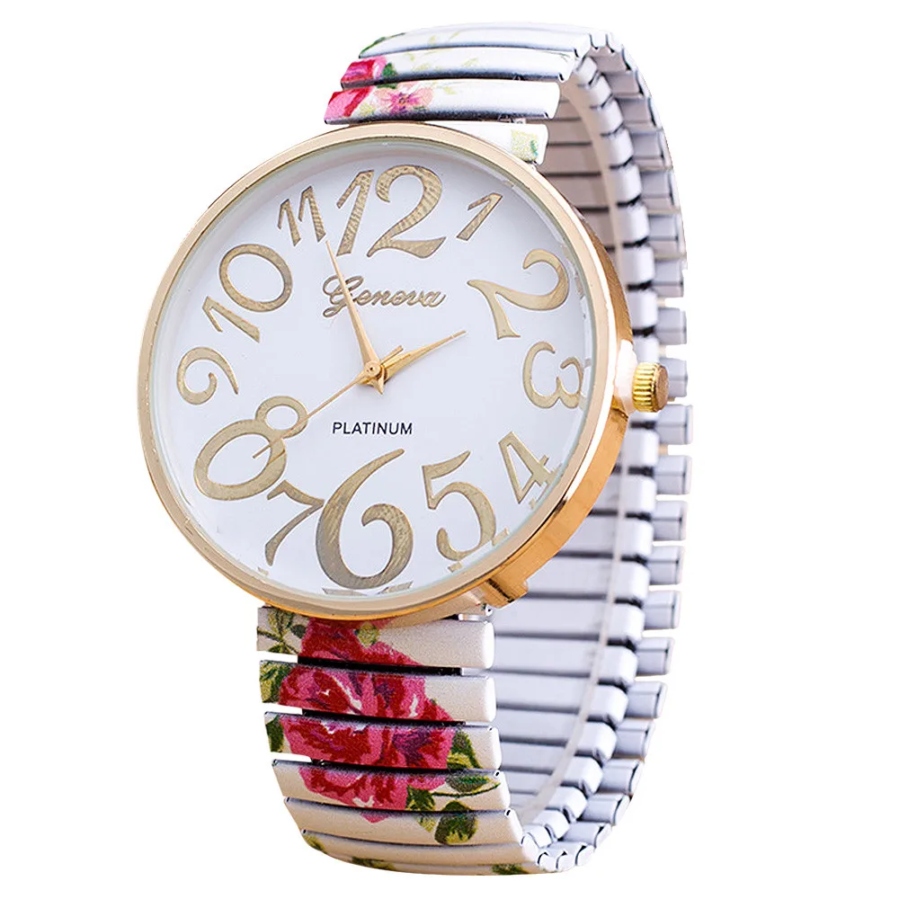 Reloj mujer,, роскошные Брендовые женские часы, женские, эластичные, с цветочным узором, на браслете, кварцевые наручные часы, relogio feminino