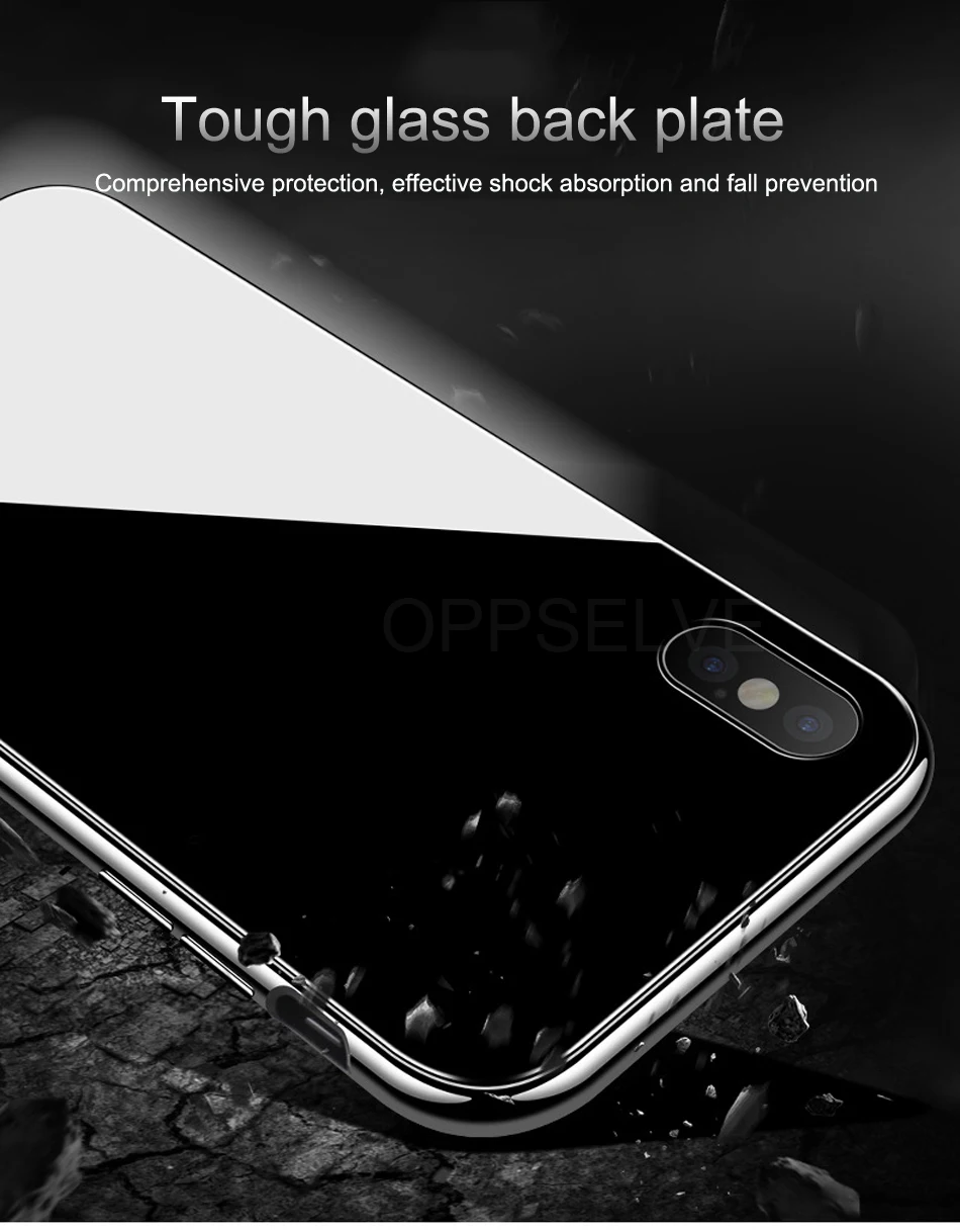Ультра Магнитный адсорбционный чехол для iPhone X, 8, 7, 6, 6 S, S Plus, роскошный, на 360 градусов, полный корпус, Магнитный чехол, закаленное стекло, чехол из поликарбоната